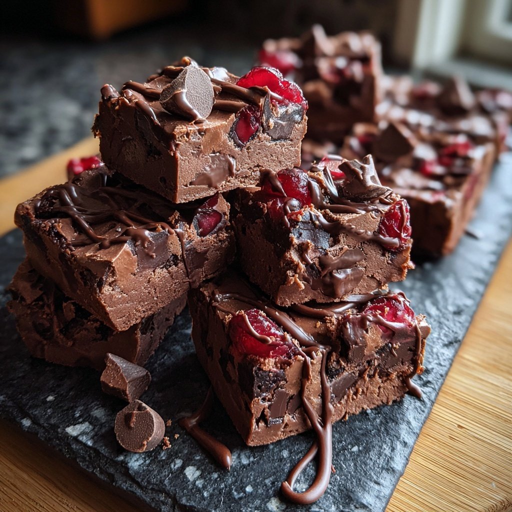 Chocolate Cherry Fudge Squares