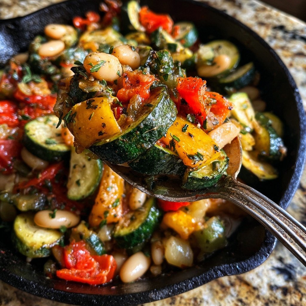 Roasted Veggie White Bean Skillet