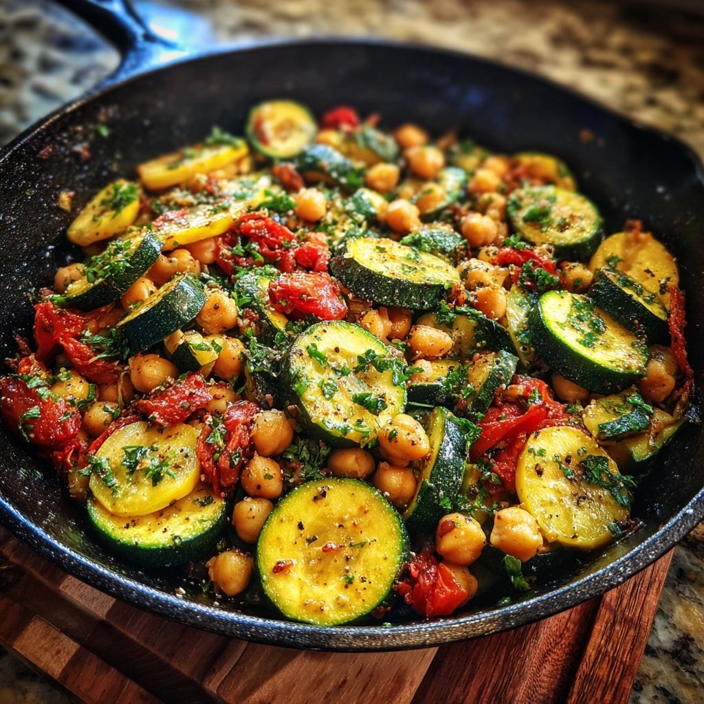 Healthy Dinner Zucchini Chickpea Skillet