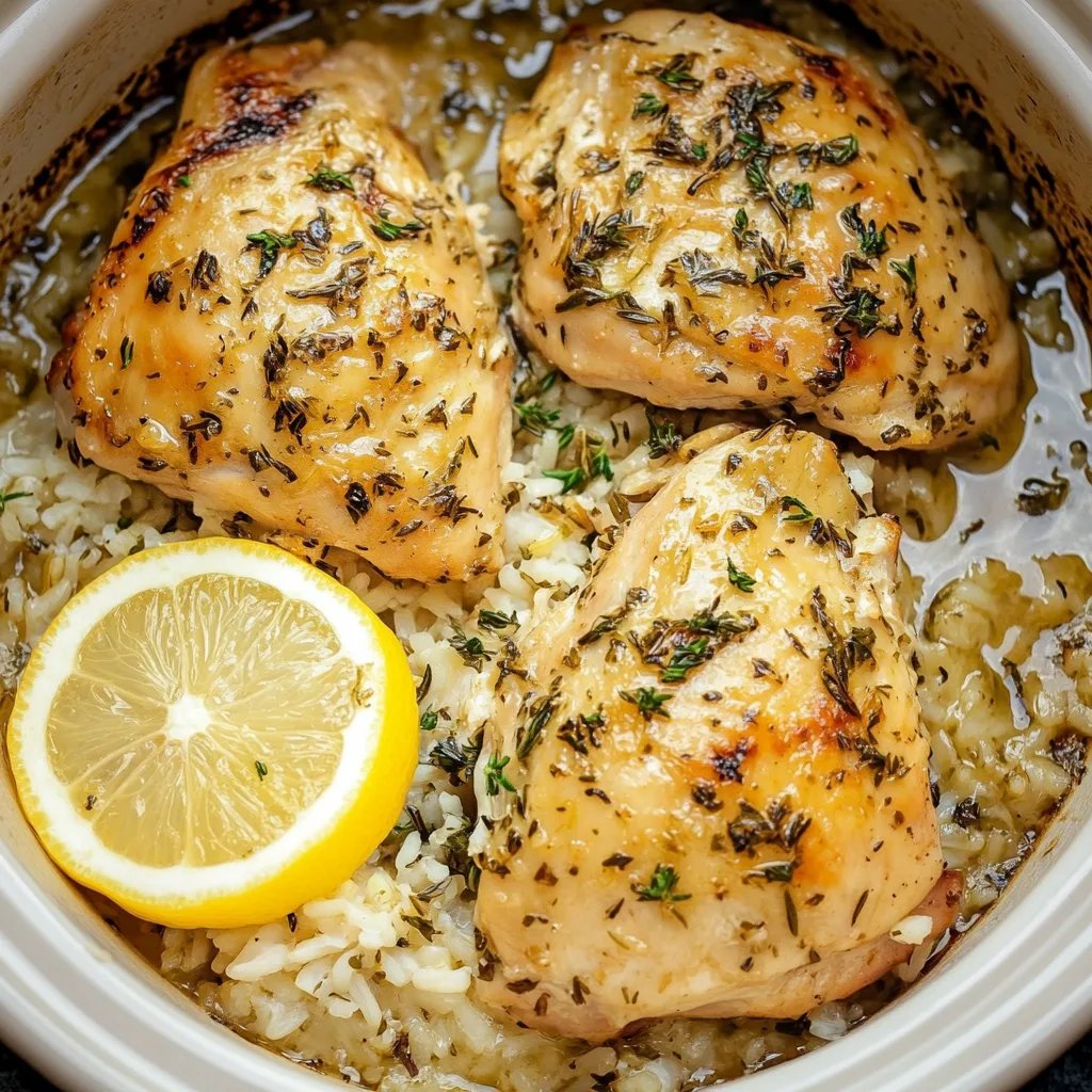 Slow Cooker Lemon Herb Chicken and Rice