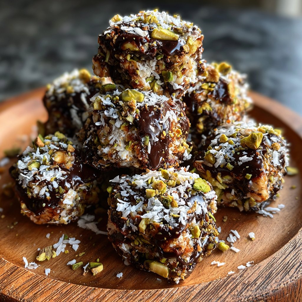 Chocolate Pistachio Coconut Bites