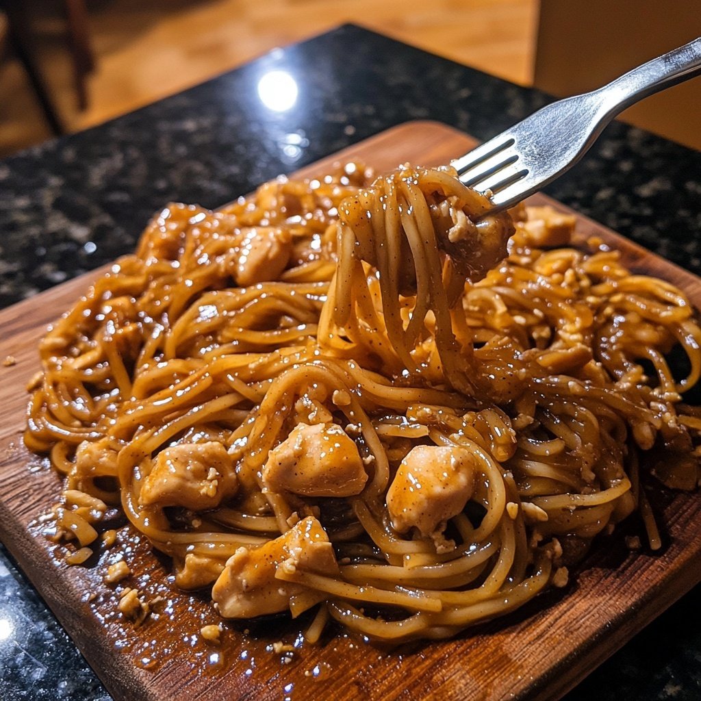 Sticky Garlic Chicken Noodles