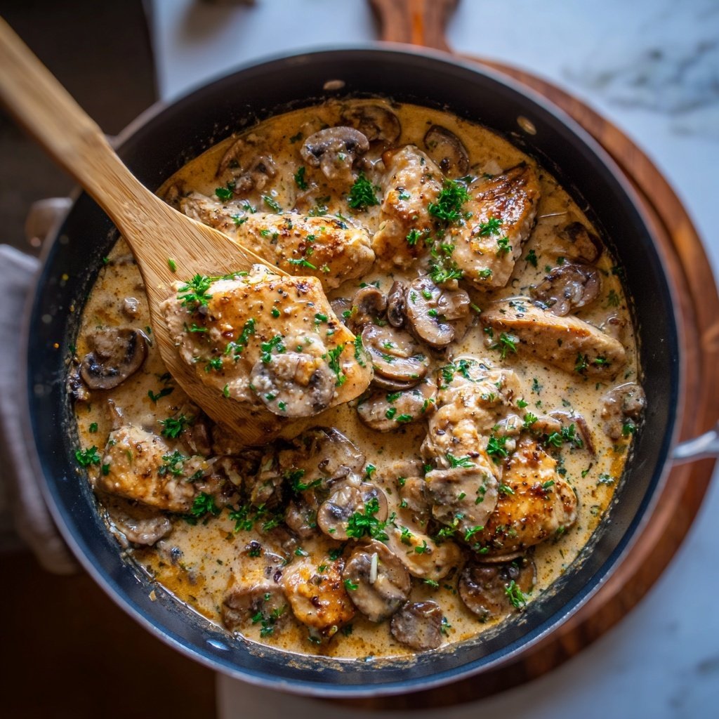 Creamy Garlic Chicken With Mushrooms