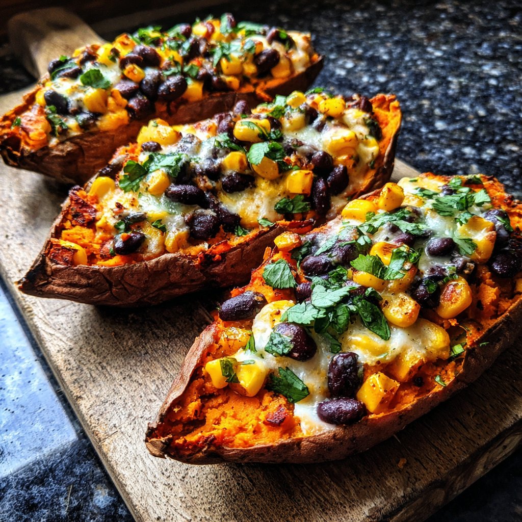Baked Sweet Potato Veggie Boats