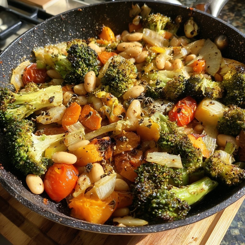 Roasted Veggie White Bean Skillet
