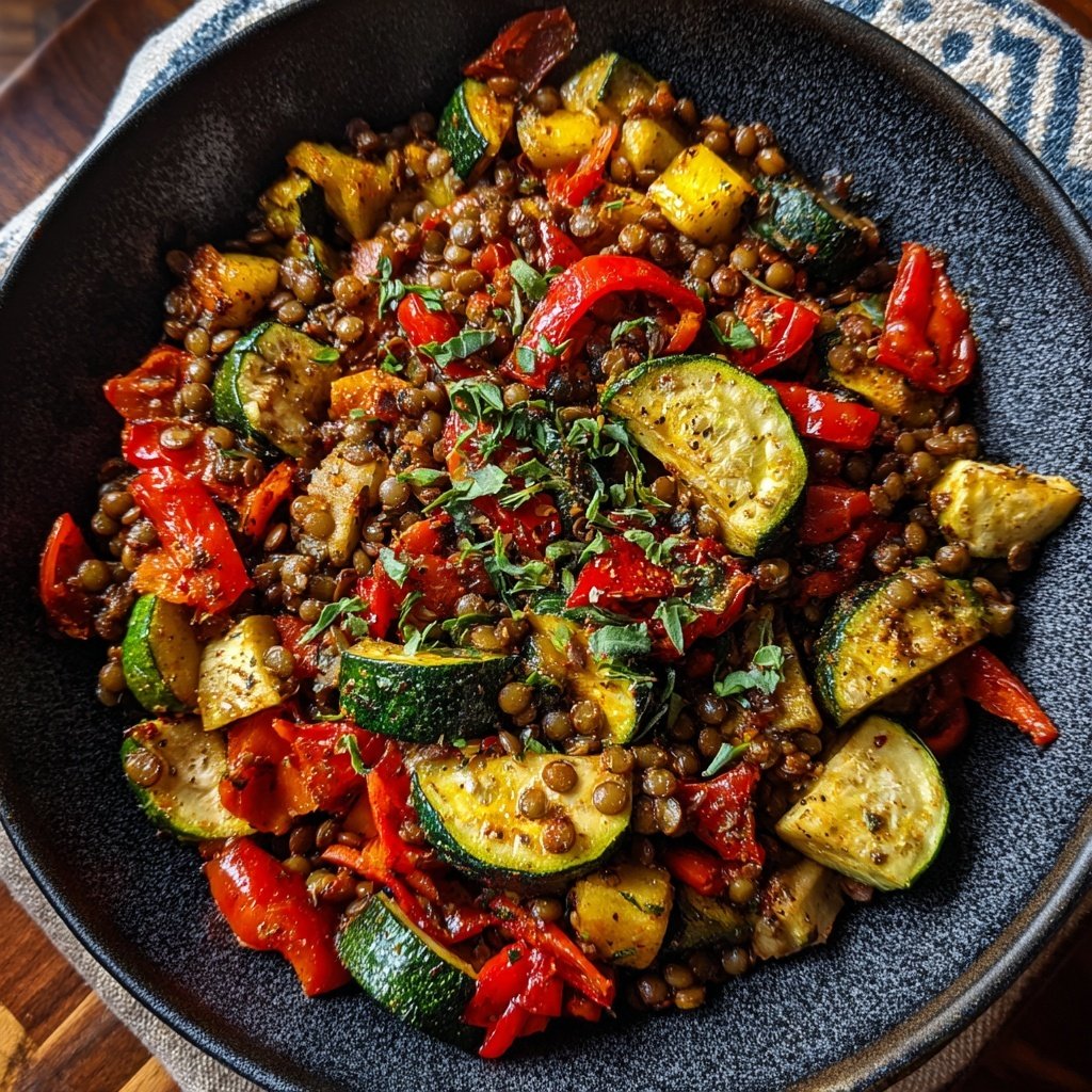 Roasted Veggie Lentil Skillet
