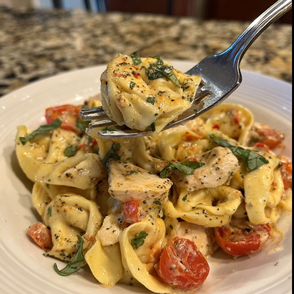 One-Pot Spicy Garlic Butter Chicken Tortellini