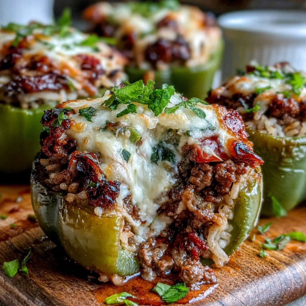 Ground Beef And Rice Stuffed Peppers