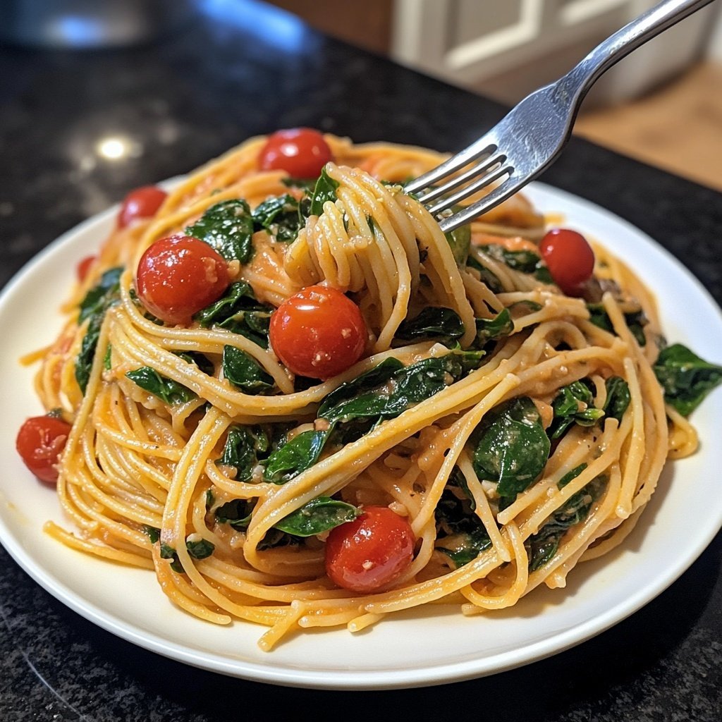 Delicious Spinach Tomato Pasta