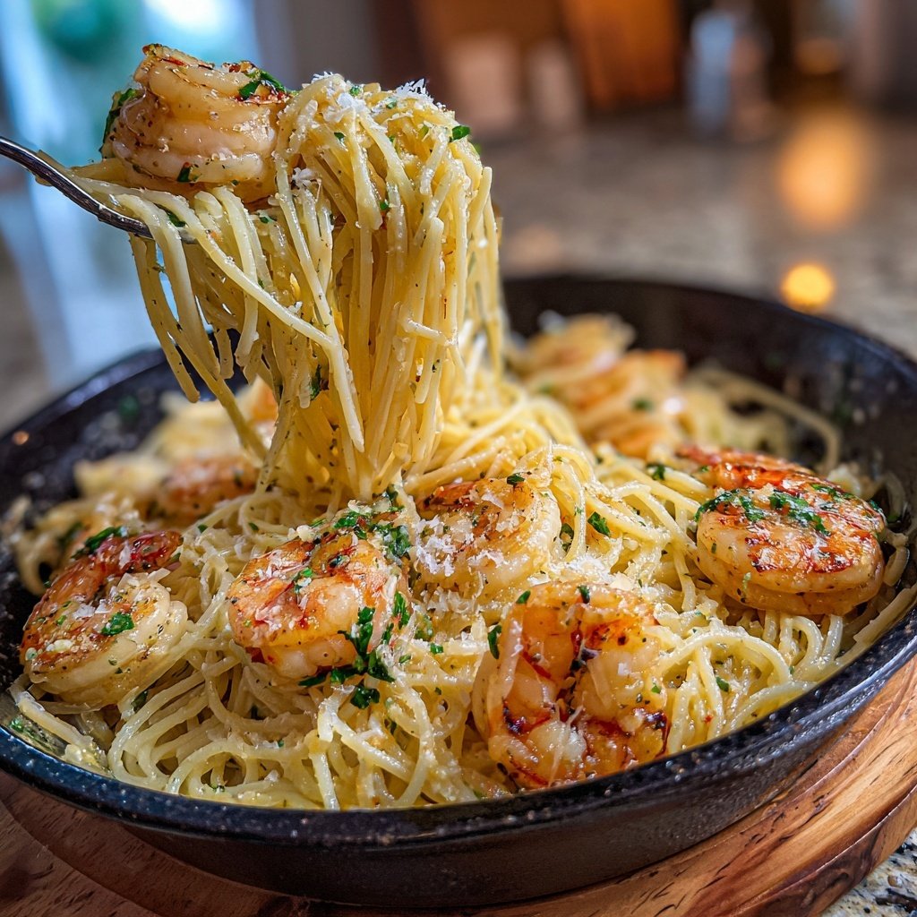 Angel Hair Pasta With Garlic Butter Shrimp